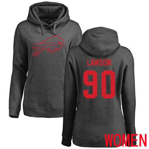 NFL Women Buffalo Bills 90 Shaq Lawson Ash One Color Pullover Hoodie Sweatshirt